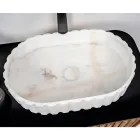 Oválné zápustné umyvadlo do koupelny z bílého mramoru - Cunzite Viadurini