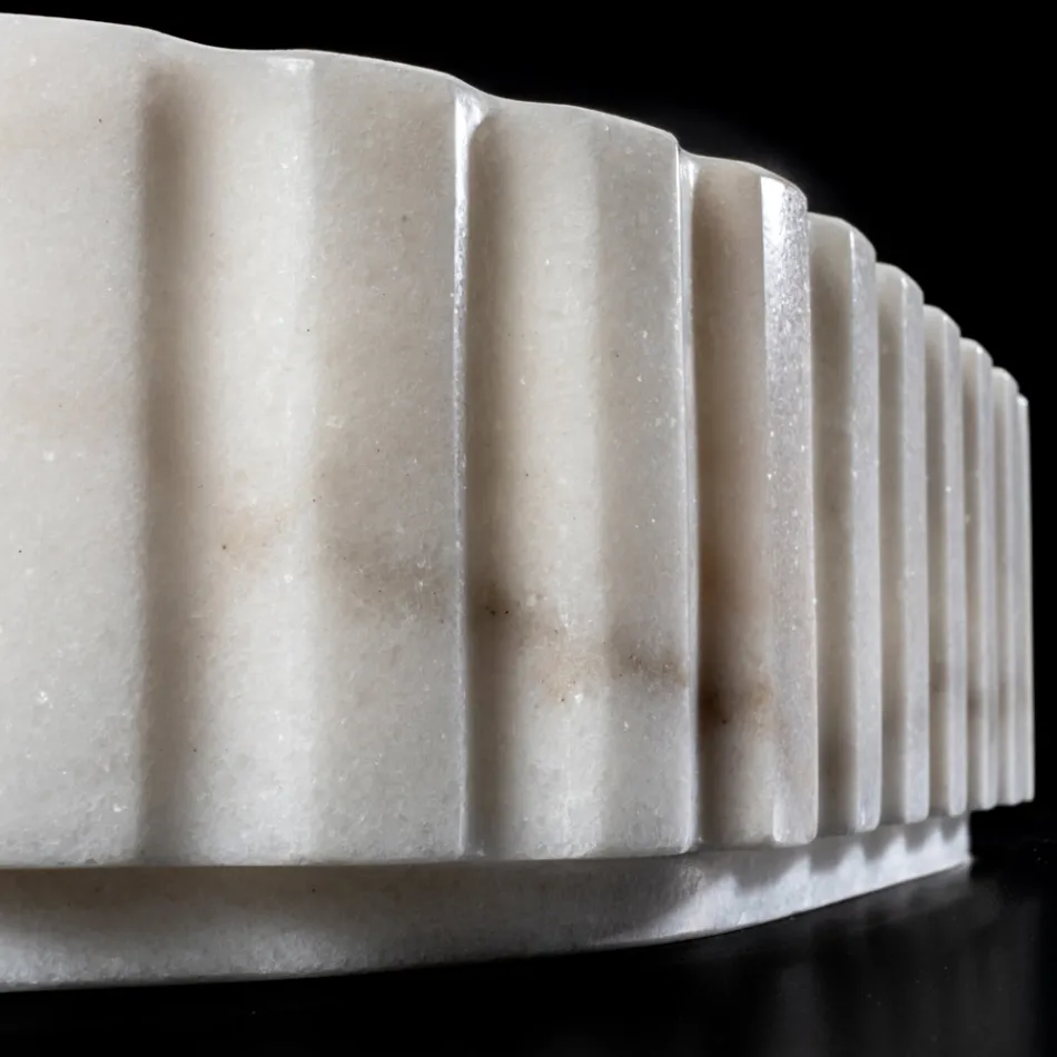 Oválné zápustné umyvadlo do koupelny z bílého mramoru - Cunzite Viadurini