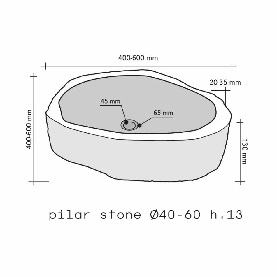 Umyvadlo Podpora Piece v čedičová Hassan Viadurini