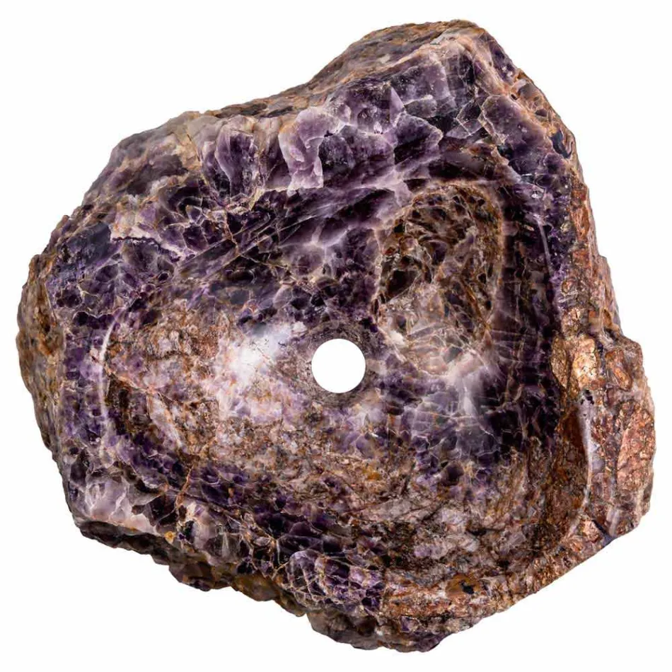 Umývadlo na desku stolu ručně vyráběné v ametystovém kameni, Vidor Viadurini