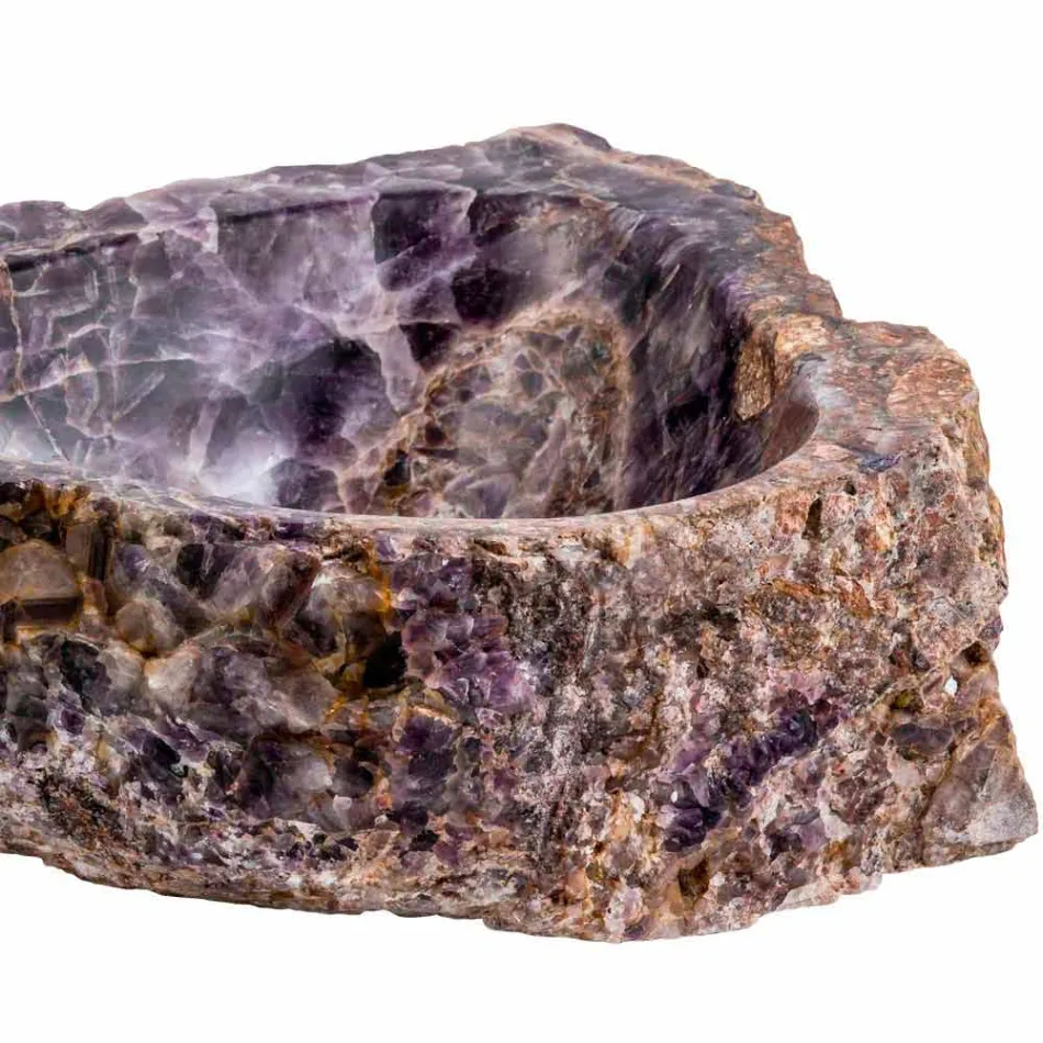 Umývadlo na desku stolu ručně vyráběné v ametystovém kameni, Vidor Viadurini