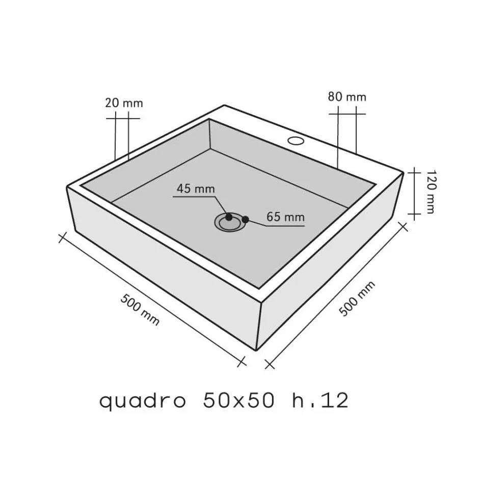 Umyvadlo Podpora náměstí v čedičová Black Ban Viadurini