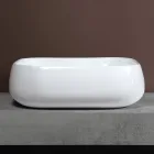 Moderní designové bílé keramické čtvercové umyvadlo na desku - Papavero Viadurini