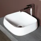 Moderní designové bílé keramické čtvercové umyvadlo na desku - Papavero Viadurini
