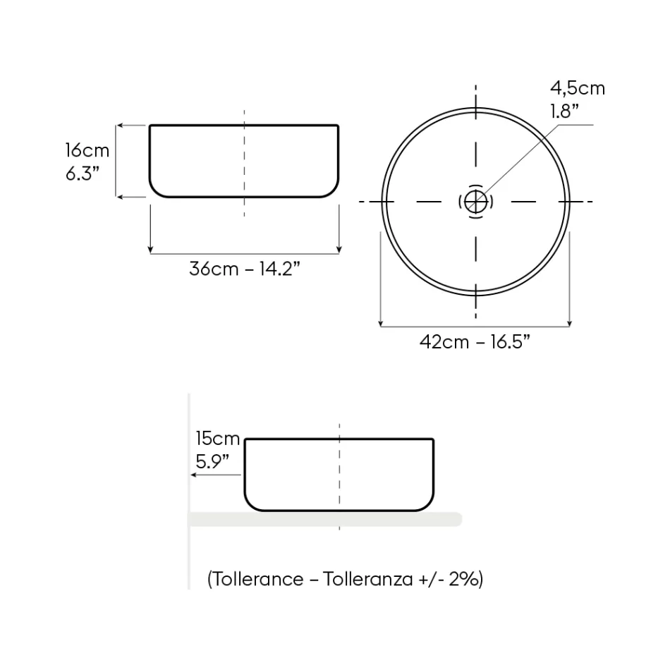 Umyvadlo na desku z přírodní hlíny v různých povrchových úpravách - Balance Viadurini
