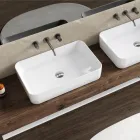 Obdélníkové keramické umyvadlo na desku Aster s moderním designem Viadurini