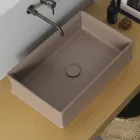 Obdélníkové umyvadlo na desku z matné keramiky vyrobené v Itálii - Debora Viadurini