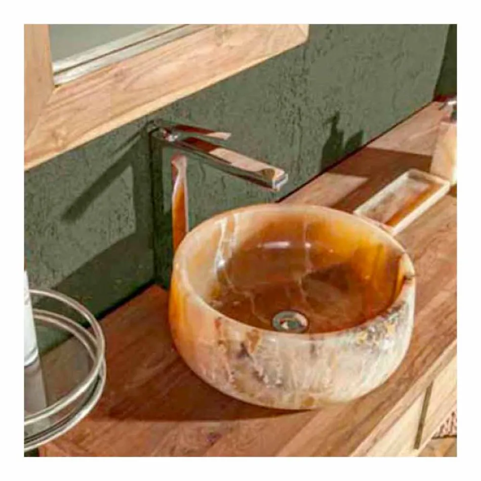 Kulaté umyvadlo na desku v jedinečném designu Pure Onyx - Ramiro Viadurini