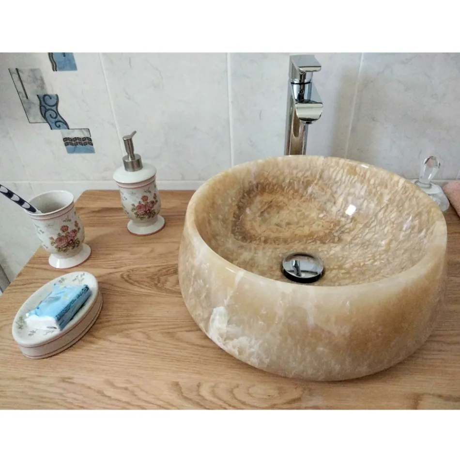 Kulaté umyvadlo na desku v jedinečném designu Pure Onyx - Ramiro Viadurini