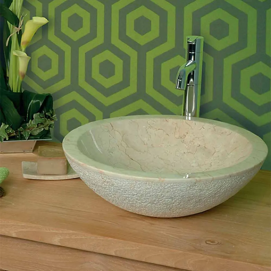 Umyvadlo Support Kulatý kámen Natural Beige Mimo Raw Pai Viadurini