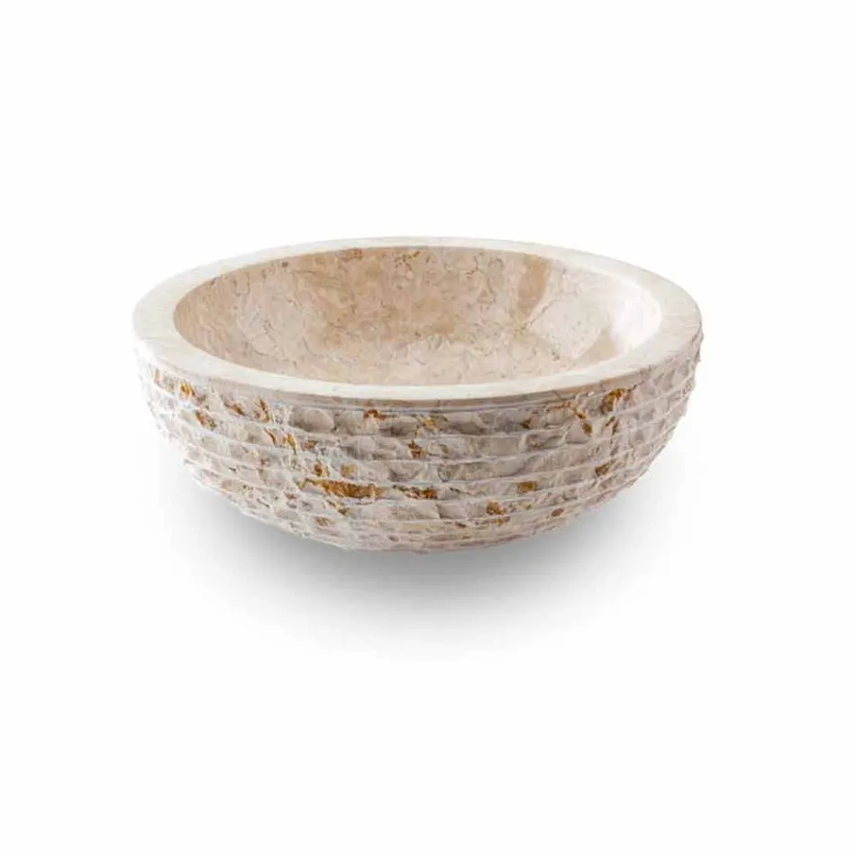 Kulaté umyvadlo na desku vyrobené ručně z bílého mramoru - len Viadurini