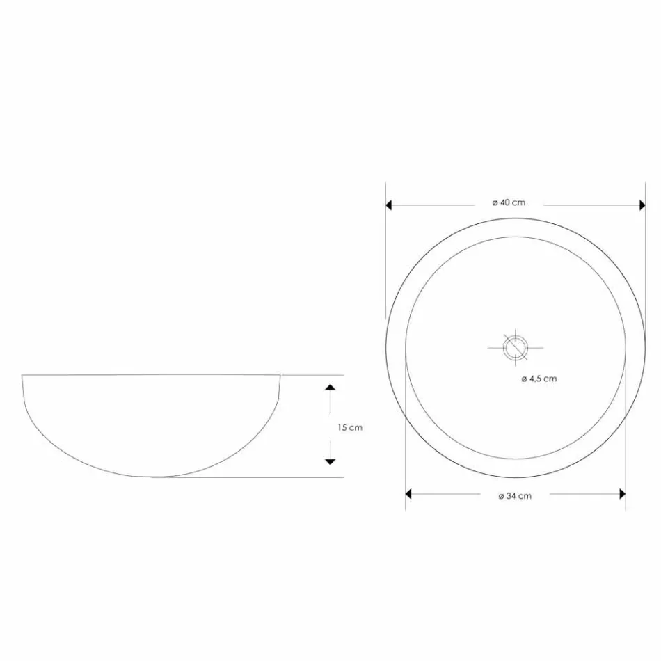 Kulaté umyvadlo na desku vyrobené ručně z bílého mramoru - len Viadurini