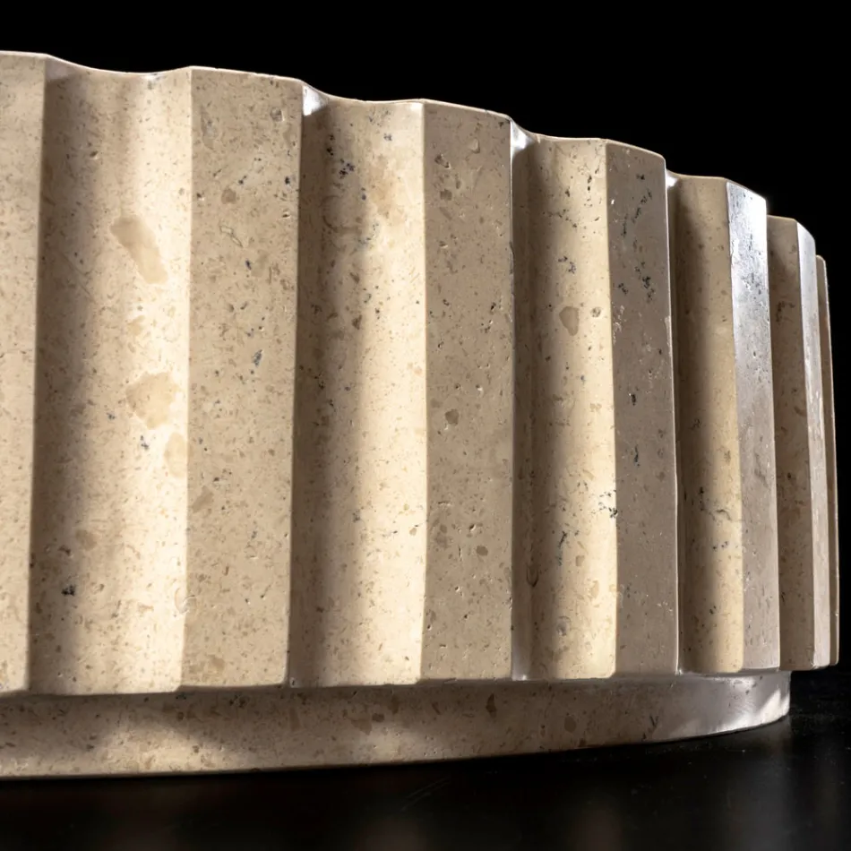 Kulaté umyvadlo na desku z travertinového mramoru - Cattleya Viadurini