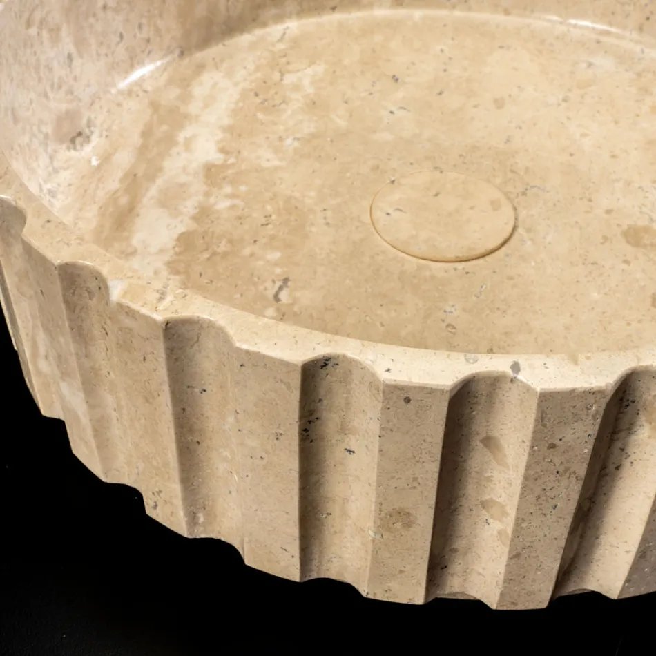 Kulaté umyvadlo na desku z travertinového mramoru - Cattleya Viadurini