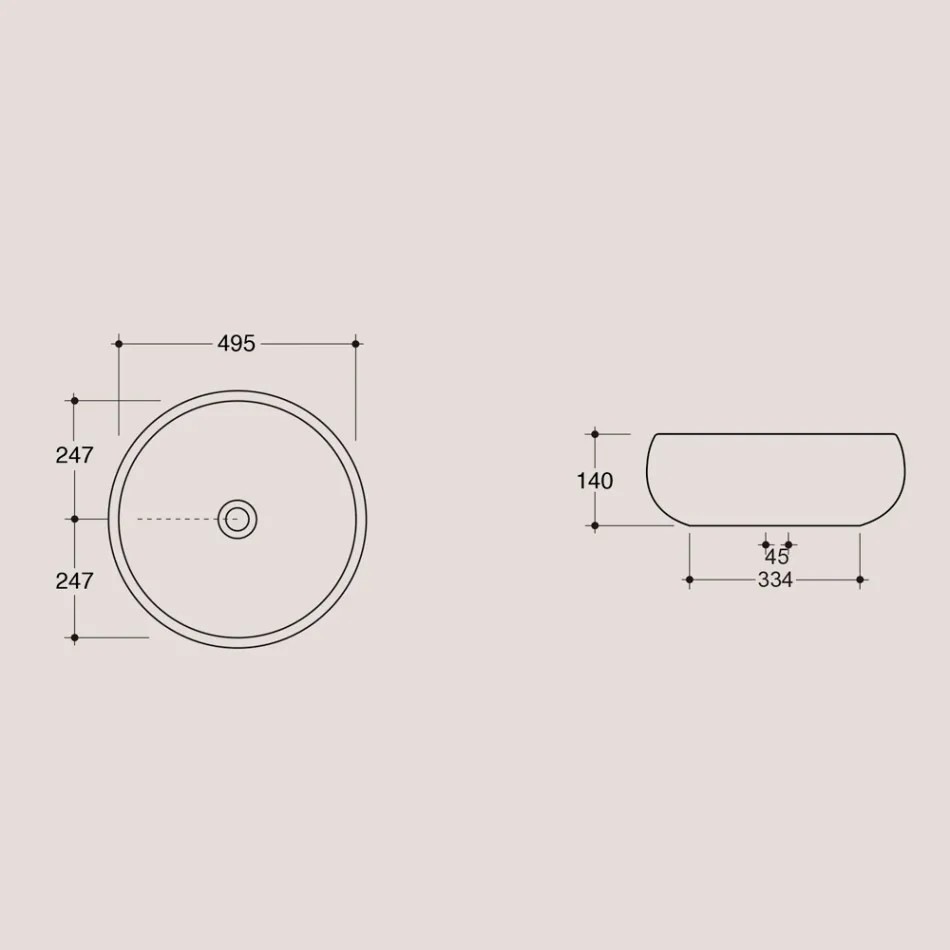 Kulaté umyvadlo na desku z lesklé keramiky vyrobené v Itálii - Candito Viadurini
