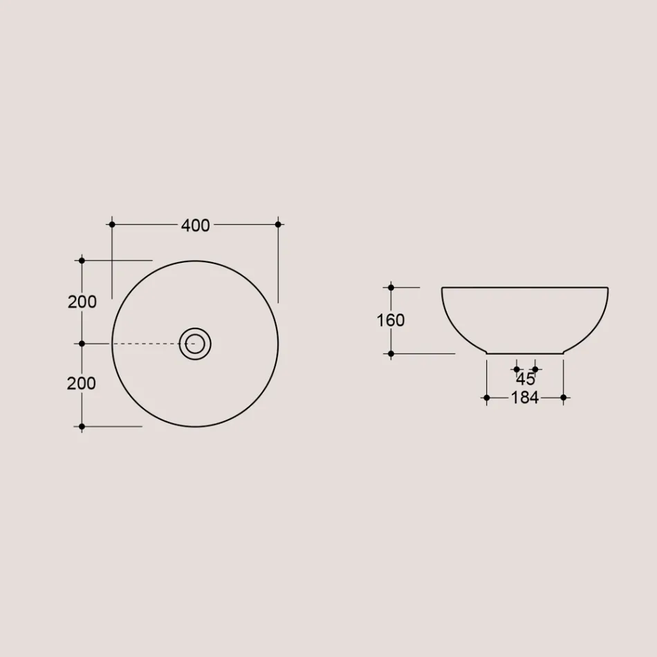 Kulaté umyvadlo na desku z lesklé keramiky vyrobené v Itálii - Chicco Viadurini
