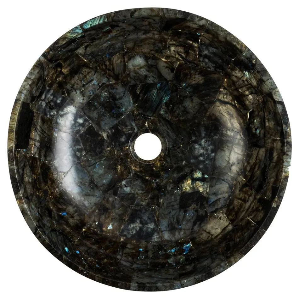 z kulaté umyvadlo labradoritu Peggy, ruční Viadurini