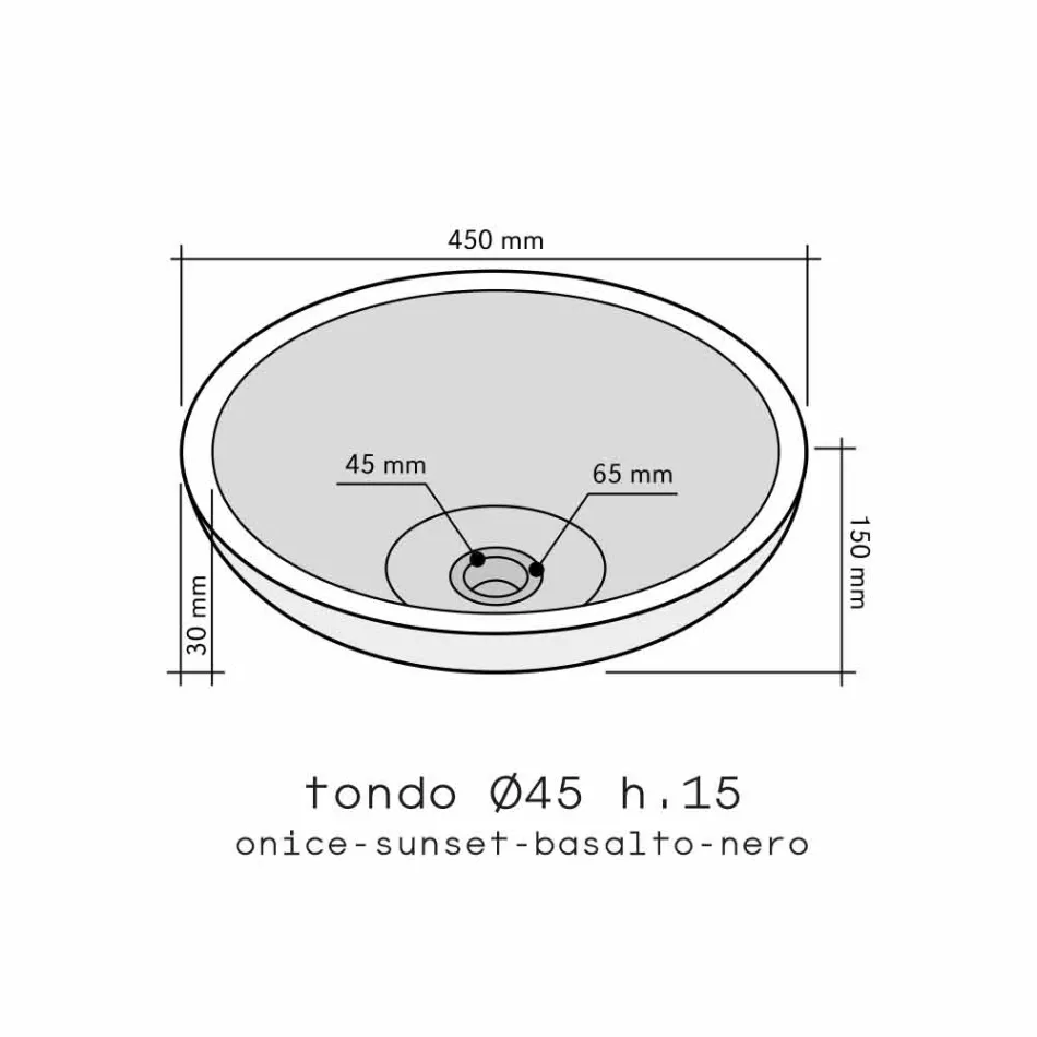 Giava onyx kruhová umyvadlová deska Viadurini