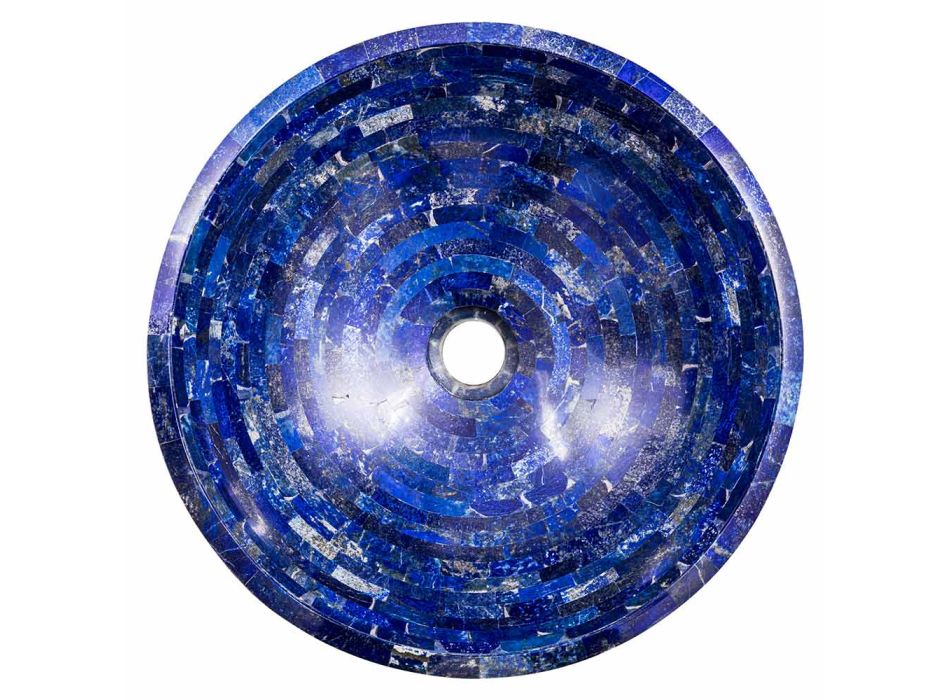 Kulaté umyvadlo na desku z kamene Pongo lapis lazuli, jedinečný kousek Viadurini