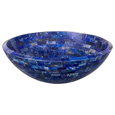 Kulaté umyvadlo na desku z kamene Pongo lapis lazuli, jedinečný kousek Viadurini