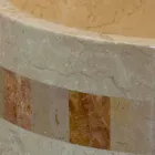 Kulatý umyvadlo z přírodního kamene z kulatého stolu, bílá Clio Viadurini