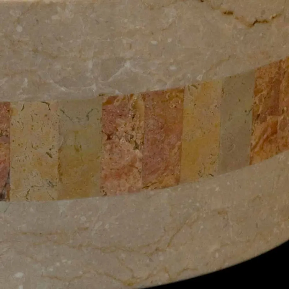 Kulatý umyvadlo z přírodního kamene z kulatého stolu, bílá Clio Viadurini