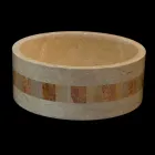 Kulatý umyvadlo z přírodního kamene z kulatého stolu, bílá Clio Viadurini