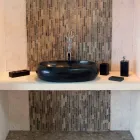 Podporující umyvadlo Kámen Round Natural Black Waka Viadurini