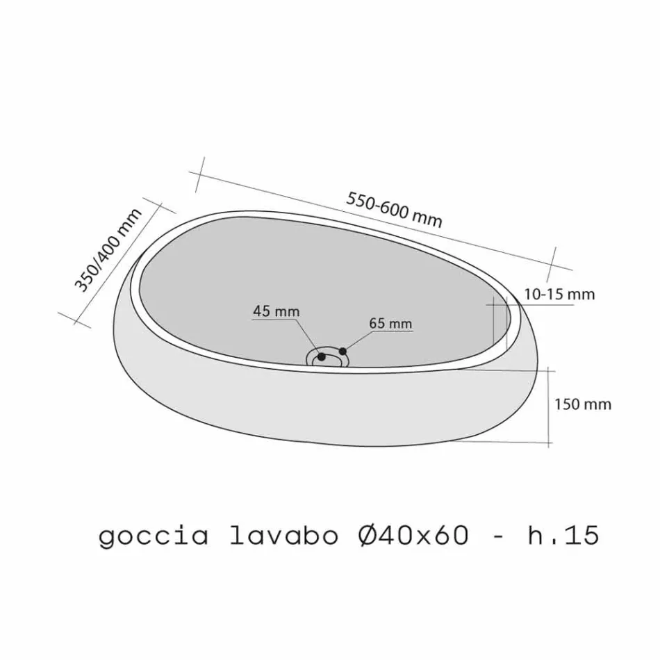 Podporující umyvadlo Kámen Round Natural Black Waka Viadurini