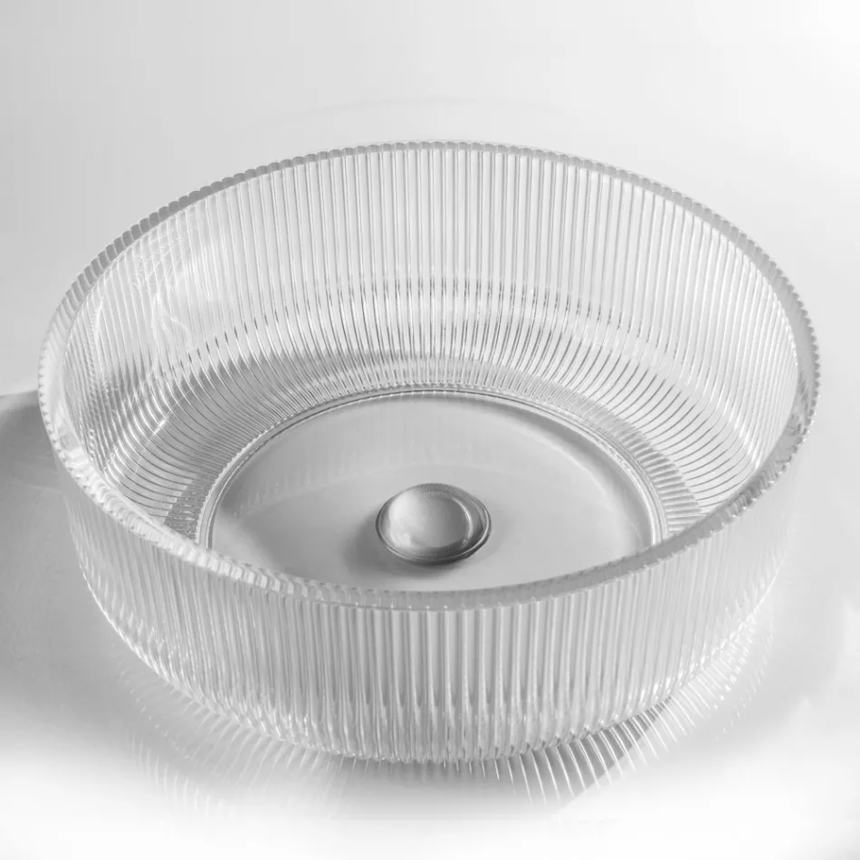 Kulaté umyvadlo na desku z benátského skla Plissè Made in Italy - Zirkon Viadurini