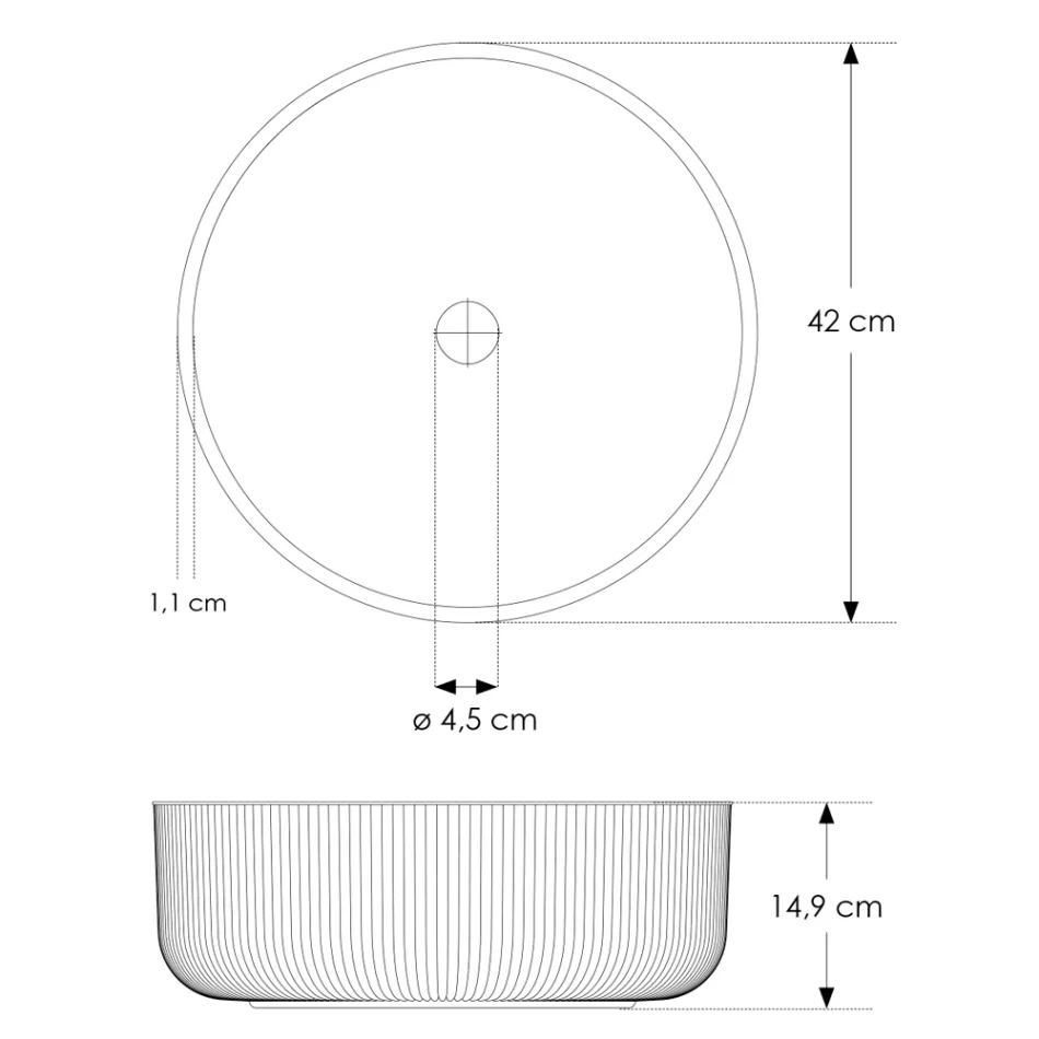 Kulaté umyvadlo na desku z benátského skla Plissè Made in Italy - Zirkon Viadurini