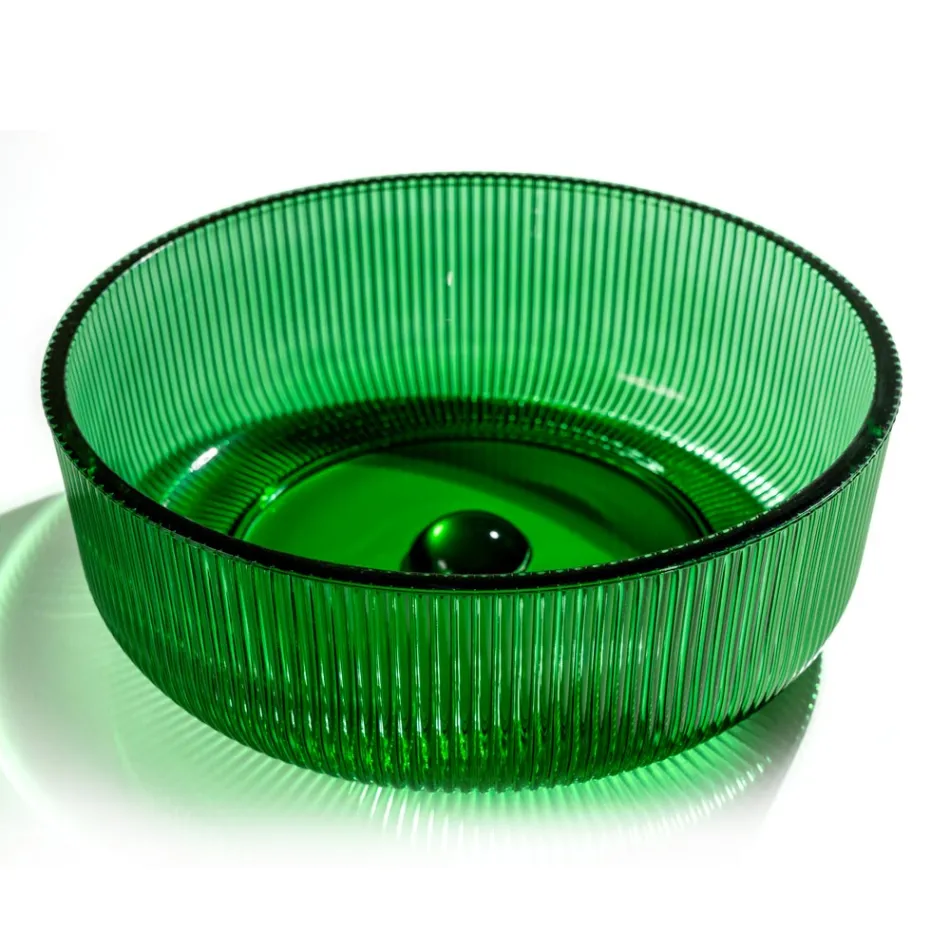 Kulaté umyvadlo na desku z benátského skla Plissè Made in Italy - Zirkon Viadurini