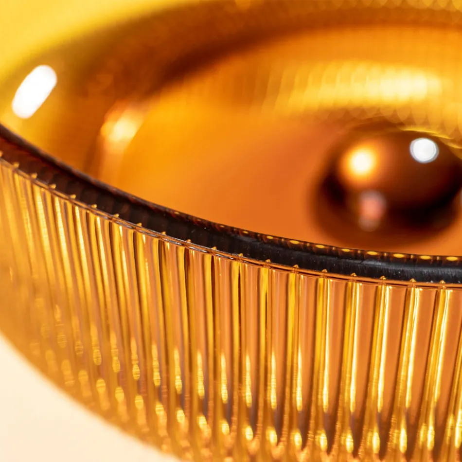 Kulaté umyvadlo na desku z benátského skla Plissè Made in Italy - Zirkon Viadurini