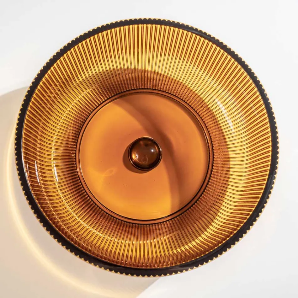 Kulaté umyvadlo na desku z benátského skla Plissè Made in Italy - Zirkon Viadurini