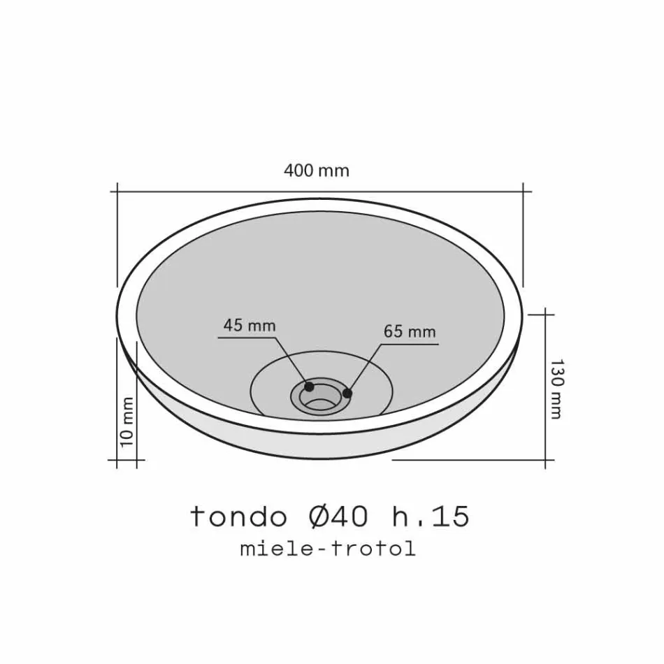 Umyvadlo s externí podpory Round Honey Smooth Nusa Viadurini