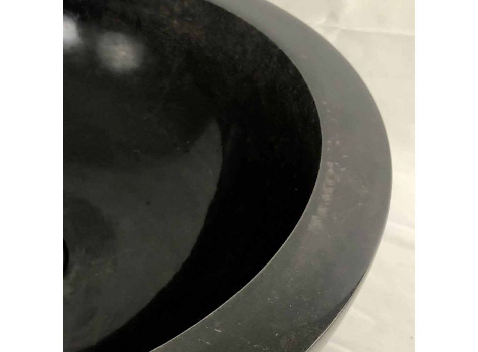 Černé kulaté umyvadlo na desku z přírodního kamene Levi, jedinečný kus Viadurini