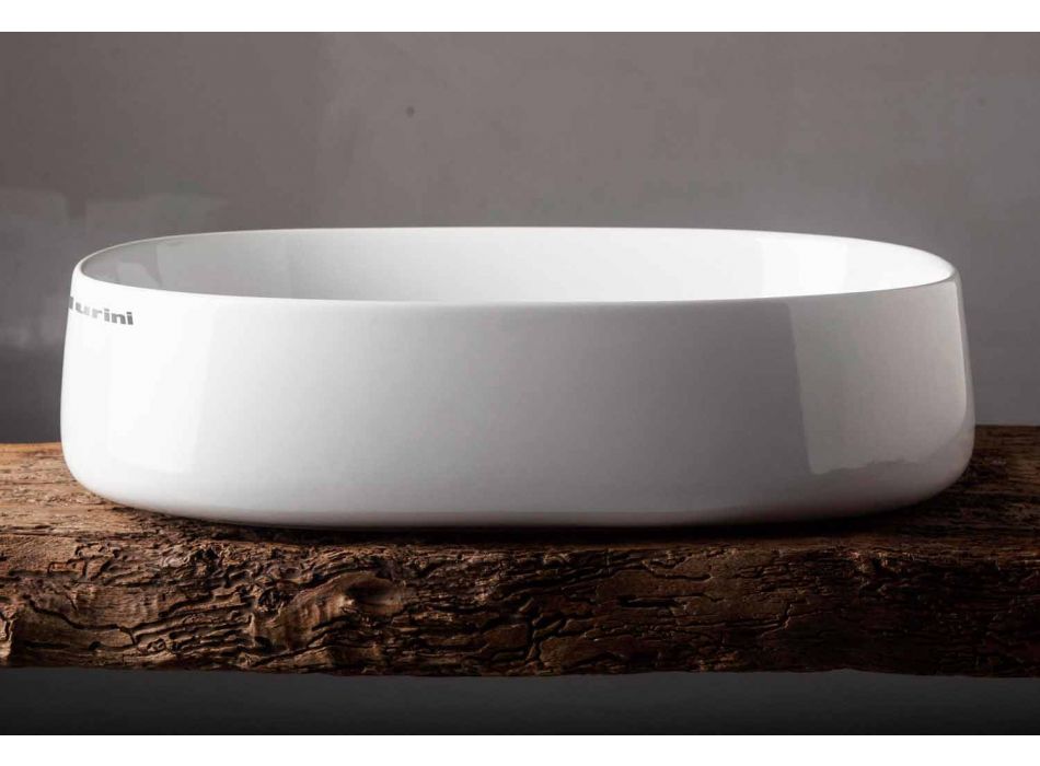 Oválná umyvadlová koupelna umyvadlo L 50 cm v keramice Vyrobeno v Itálii - Cordino Viadurini