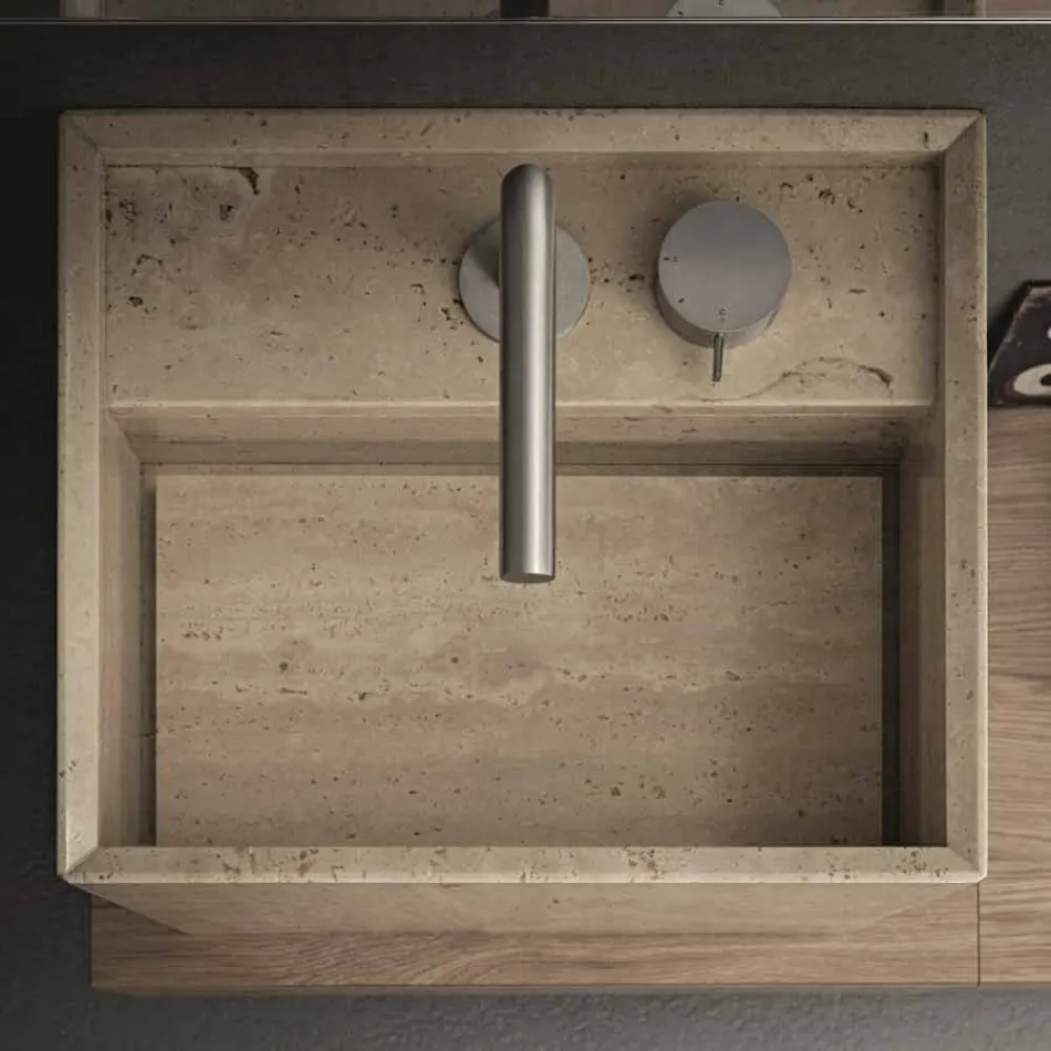 Moderní čtvercové vysoce designové kamenné koupelnové umyvadlo - Farartlav2 Viadurini