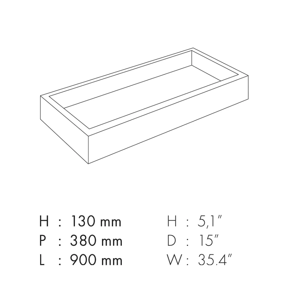 Obdélníkové koupelnové umyvadlo z porcelánové kameniny Made in Italy - Ludmilla Viadurini