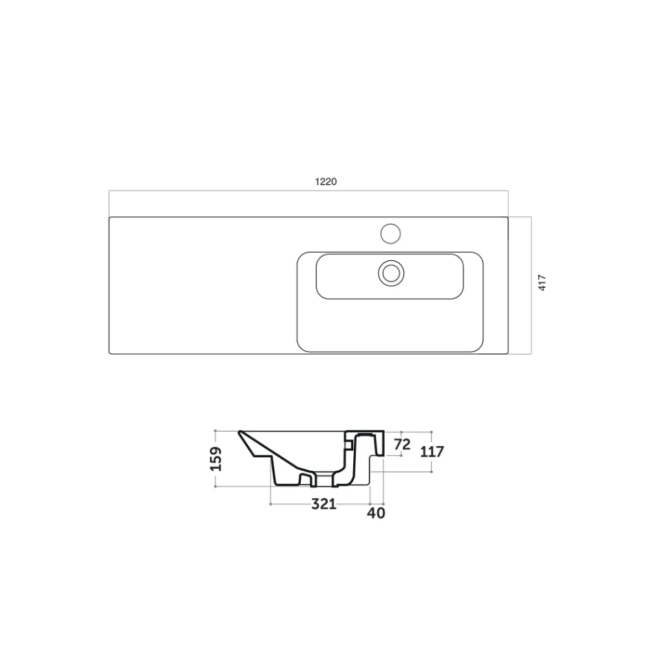 Vestavné a pravé umyvadlo z keramiky Maida Viadurini