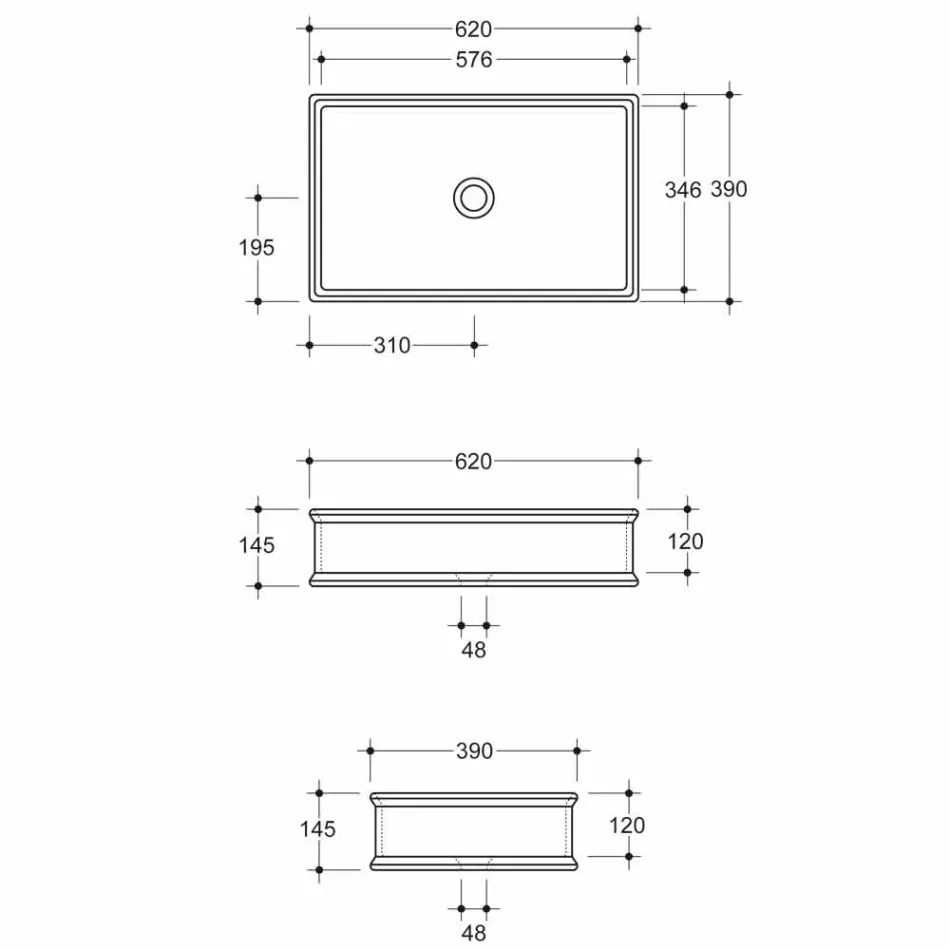 Navrhněte keramické umývadlo s zlatým rámečkem vyrobené v Itálii Debora Viadurini