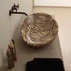 Designové keramické umývadlo s oranžovou zebrou vyrobené v Itálii Lesklý Viadurini