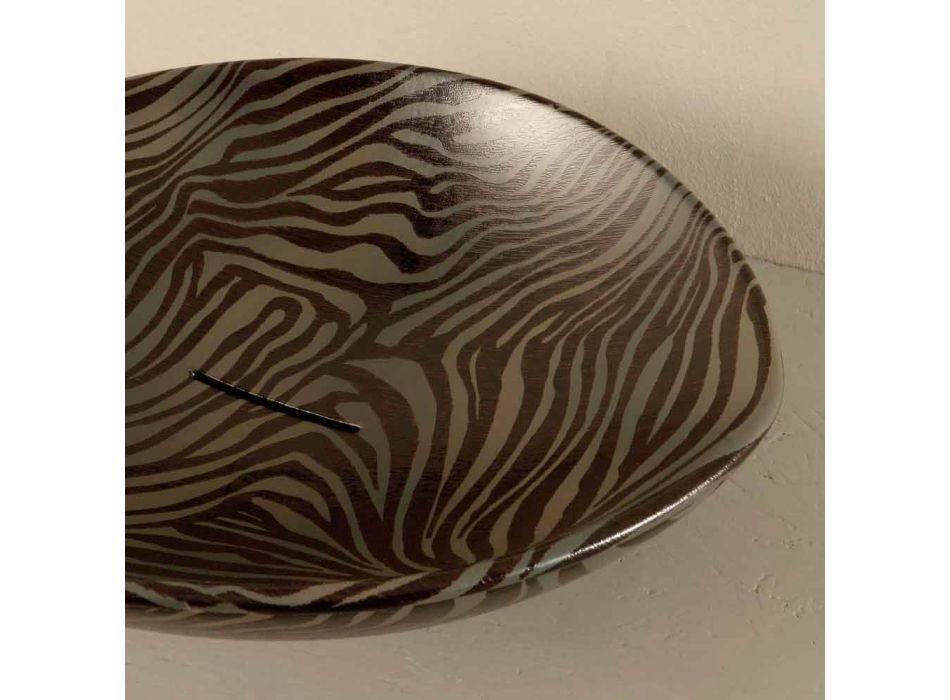 Černá keramická zebra navržená umyvadlová deska vyrobená v Itálii Zvířata Viadurini