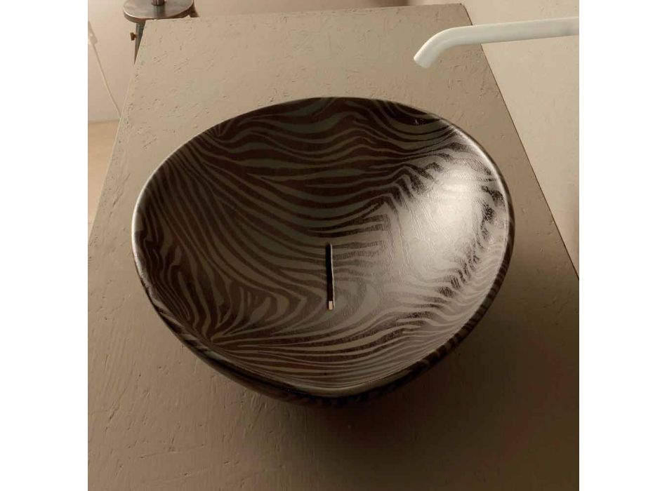 Černá keramická zebra navržená umyvadlová deska vyrobená v Itálii Zvířata Viadurini