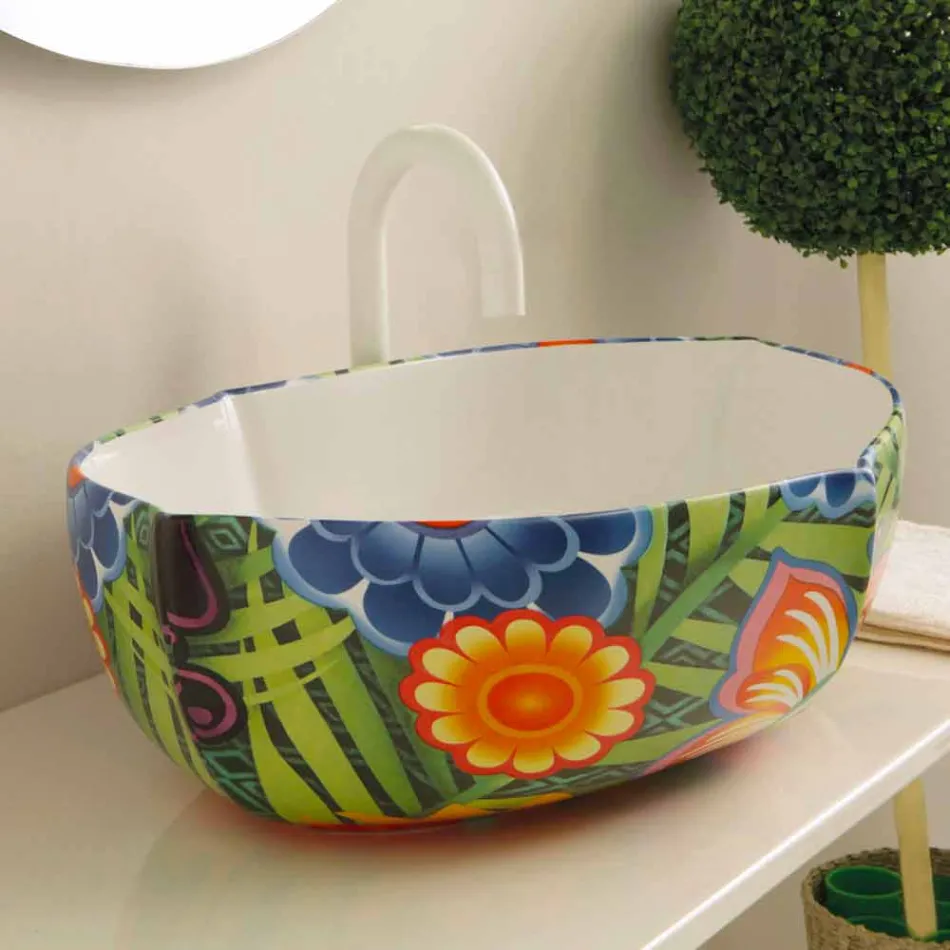 Designové keramické umývadlo, vyrobené v Itálii Oscar Viadurini