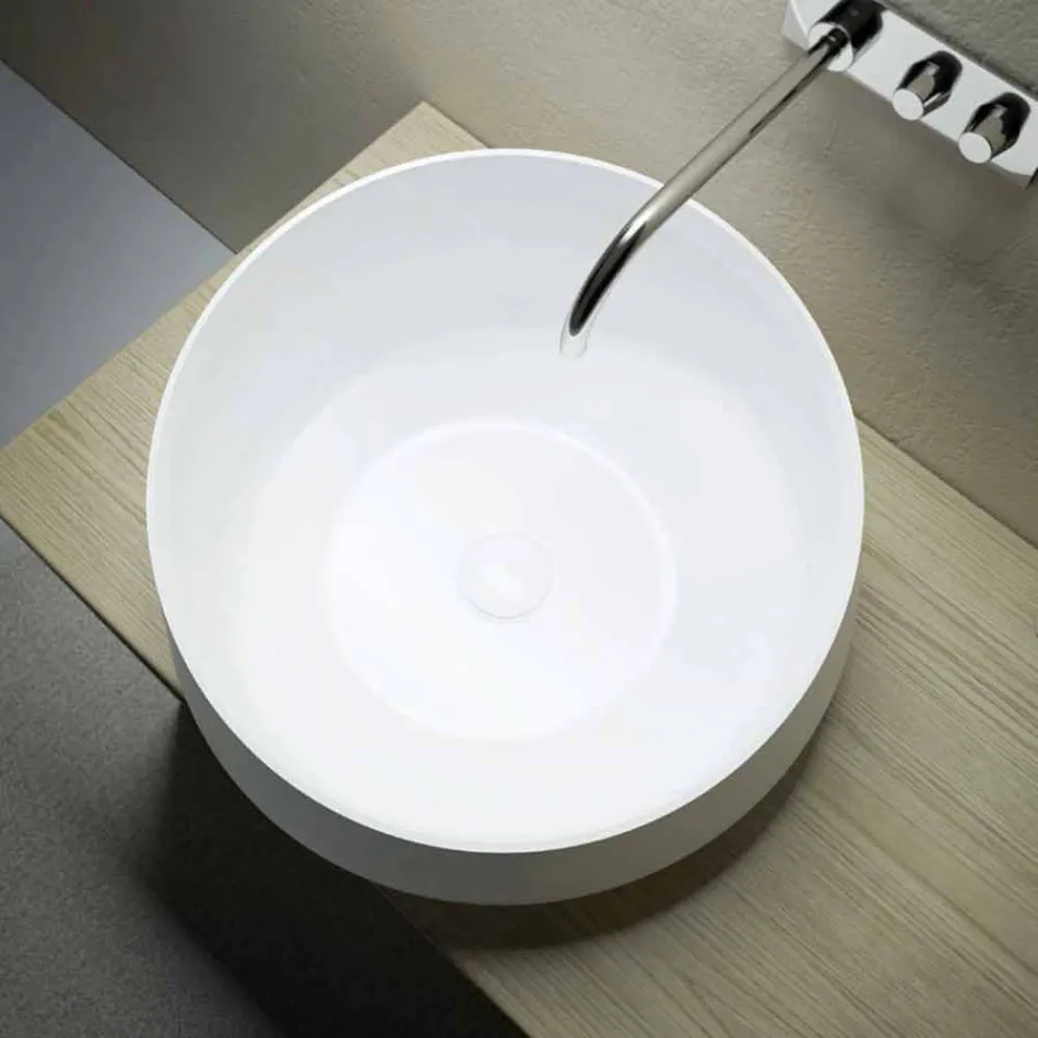 Volně stojící závěsné umyvadlo v Solid Surface vyrobené v Itálii, Dongo Viadurini