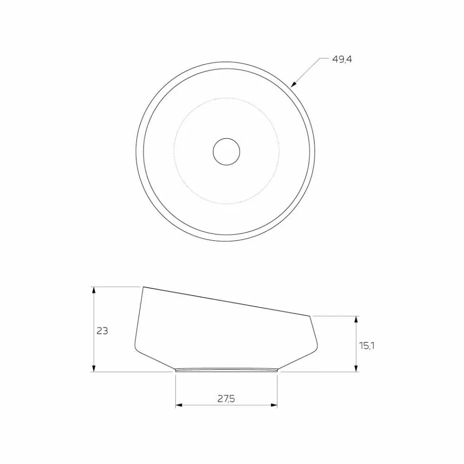 Volně stojící závěsné umyvadlo v Solid Surface vyrobené v Itálii, Dongo Viadurini
