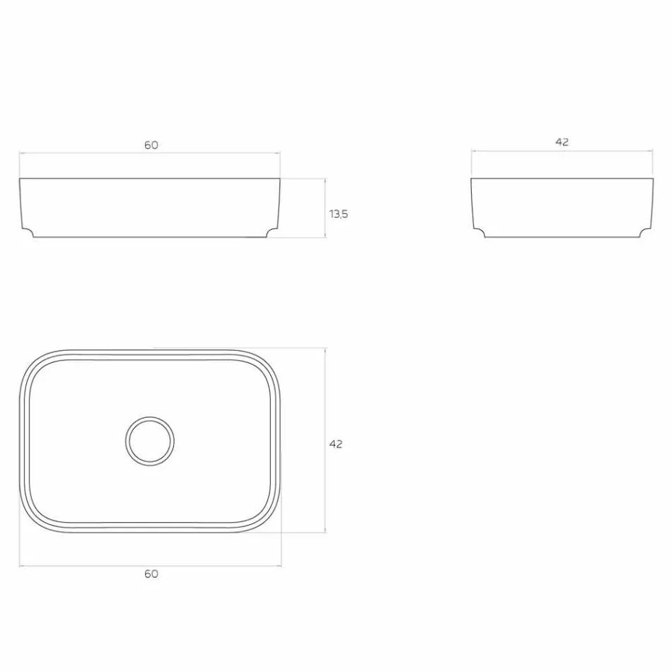 Volně stojící moderní pultové umyvadlo vyrobené v Itálii, Formicola Viadurini