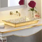 Ručně lité šamotové umyvadlo s barevnými dekoracemi Made in Italy - Aulente Viadurini