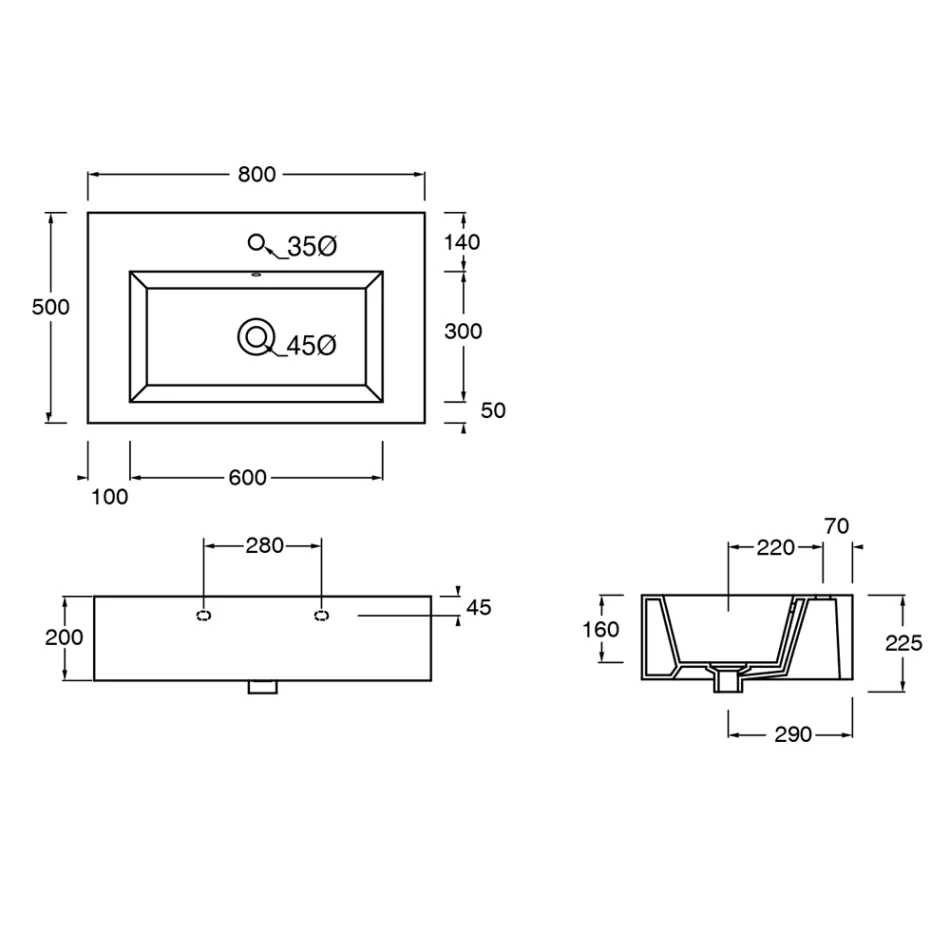 Závěsné nebo na desku barevné keramické umyvadlo Made in Italy - Quadro Viadurini